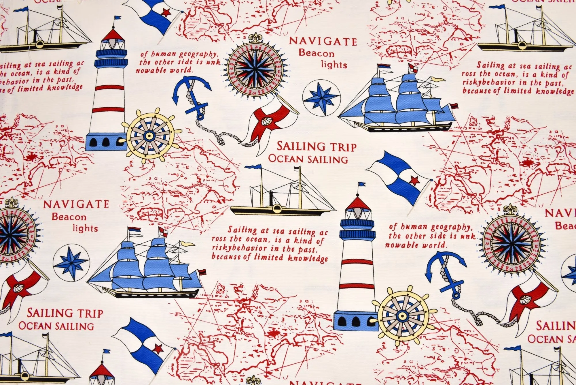 100% Cotton Half Panama Printed Fabric / Canvas printed Fabric / Ocean Sailing  Digital Print  Fabric