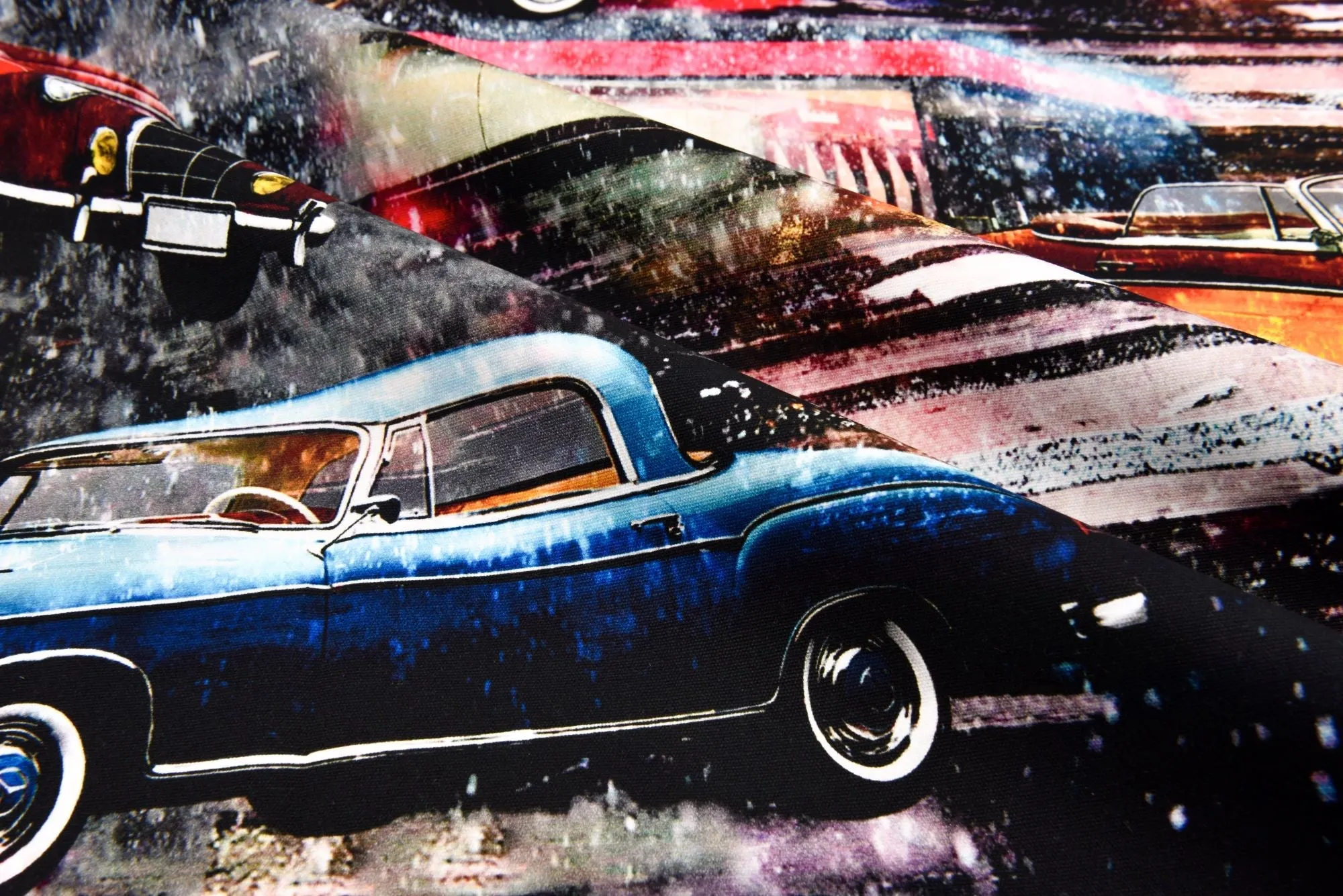 100 % Cotton Half Panama Printed Fabric / Canvas printed Fabric /   Vintage Car  Digital Print  Fabric