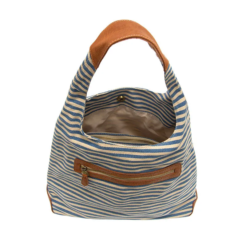 April Canvas Hobo Bag  - L8171-06  -  Women  BLUE & WHITE