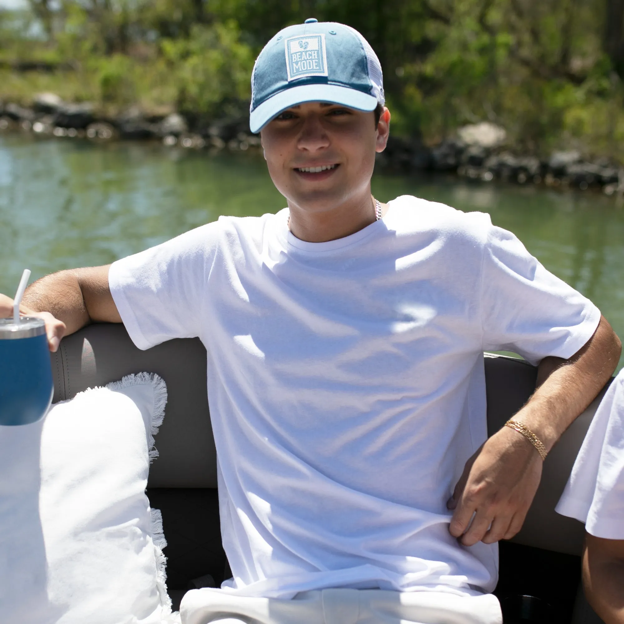 Beach Icon Cadet Blue Adjustable Mesh Hat