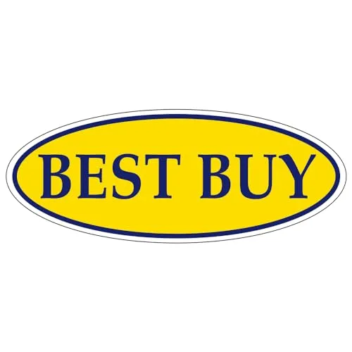 BEST BUY Dark Blue on Yellow Oval Window Sticker for Car Dealerships - 14" x 5-1/2" Size - Premium Weatherproof Vinyl for Long-Lasting Visibility