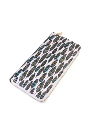 BOHO FEATHER PRINT WALLET