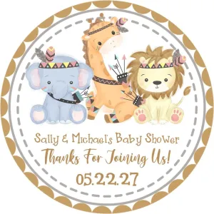 Boho Safari Baby Shower Stickers Or Favor Tags