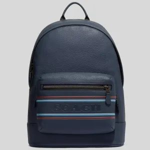 COACH West Backpack With Coach Stripe Gunmetal/Denim Multi CG995