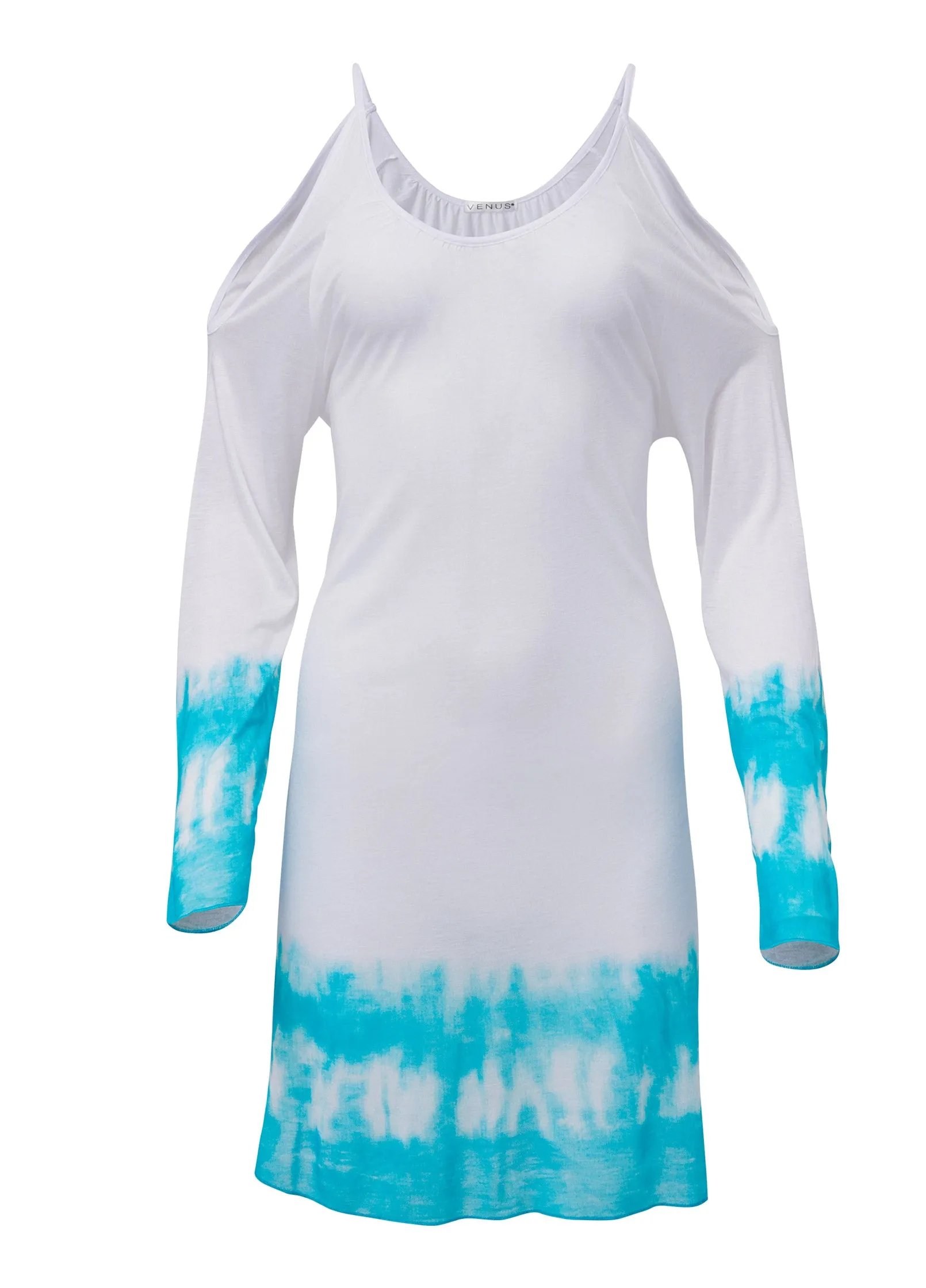 Cold Shoulder Cover-Up - Aqua & White