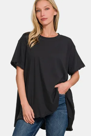 Cotton Drop Shoulder Oversized Top