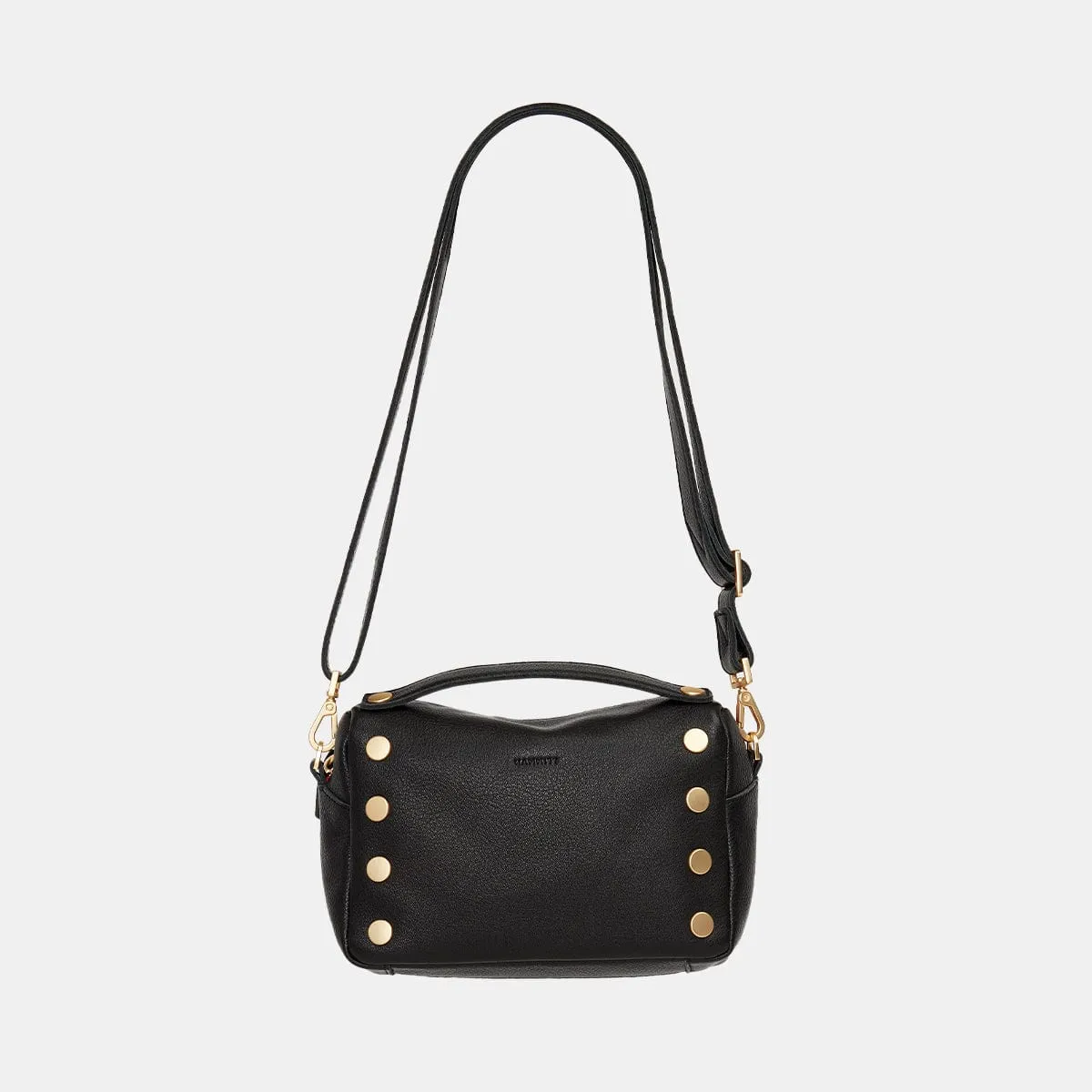 EVAN CROSSBODY SML - Black/Brushed Gold Red Zip