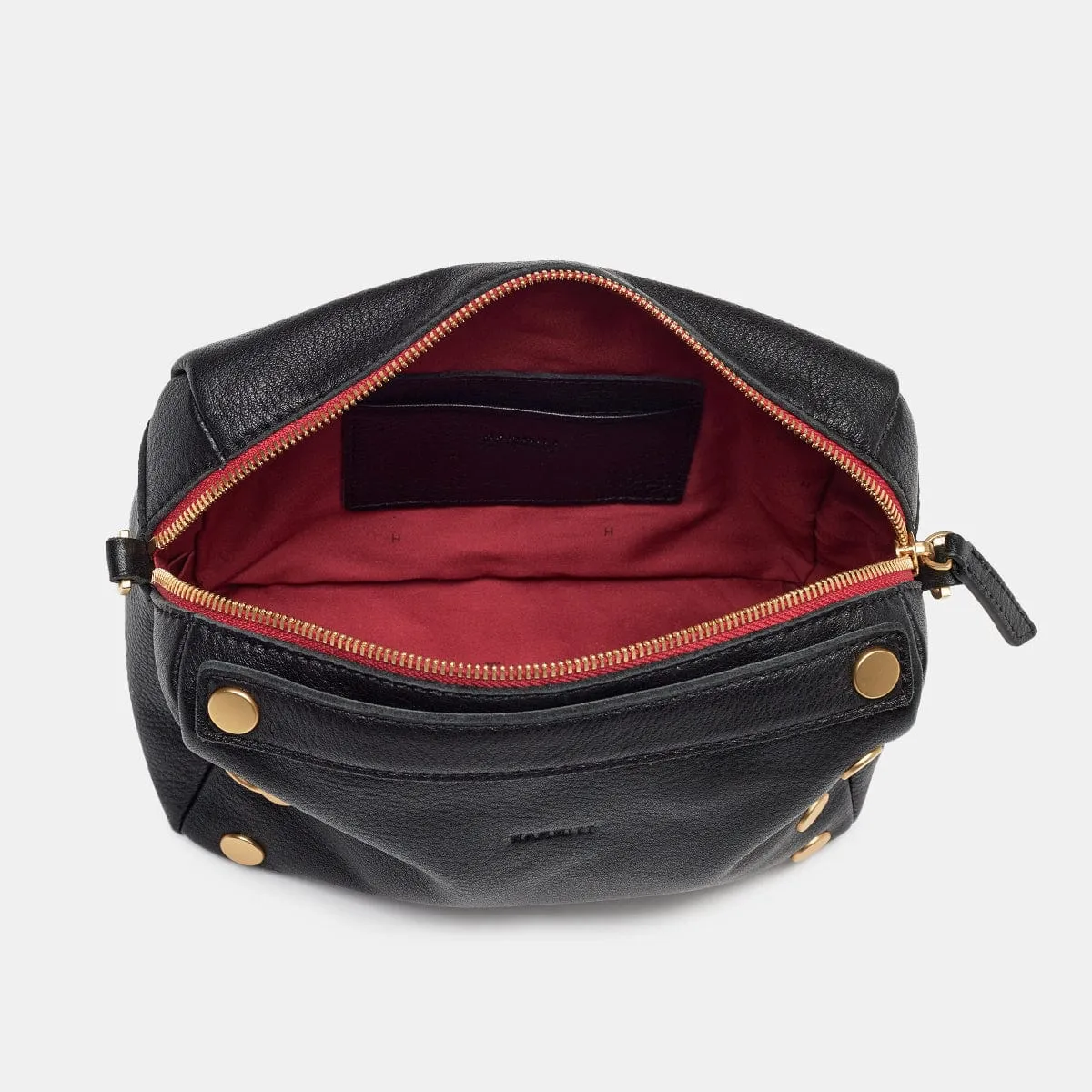 EVAN CROSSBODY SML - Black/Brushed Gold Red Zip