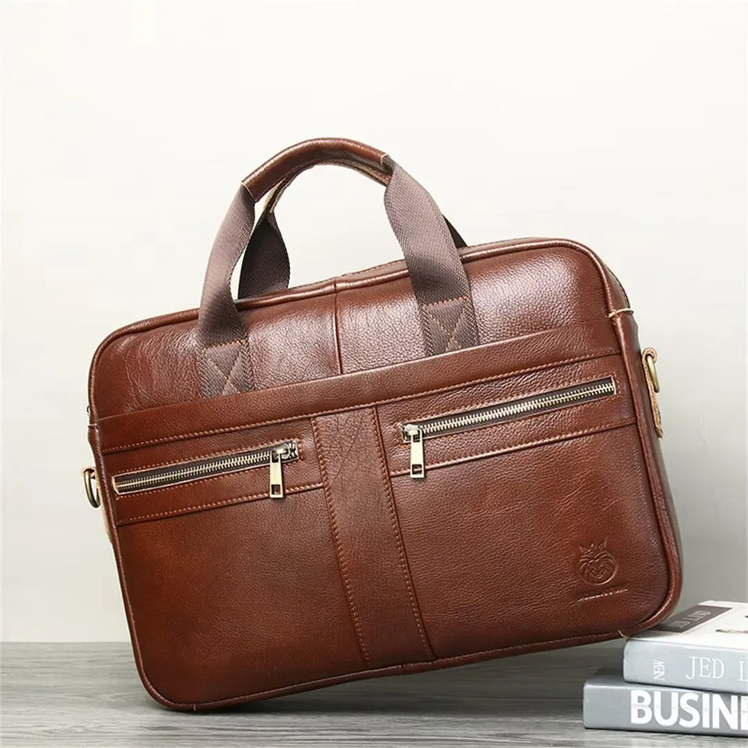 Executive Square Leather Satchel