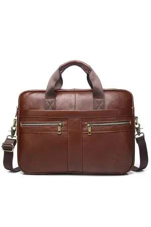 Executive Square Leather Satchel