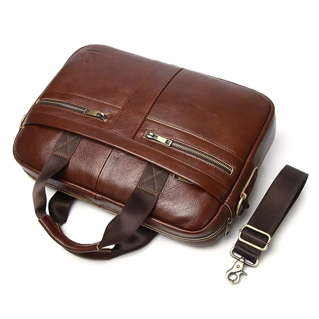 Executive Square Leather Satchel