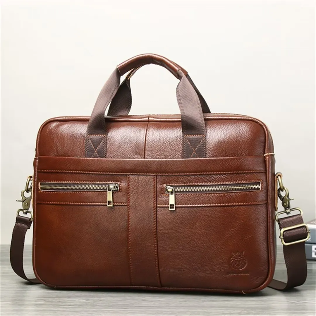 Executive Square Leather Satchel