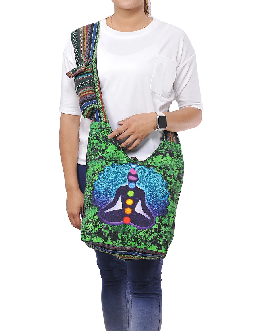 Green Chakra Printed Hobo Bag