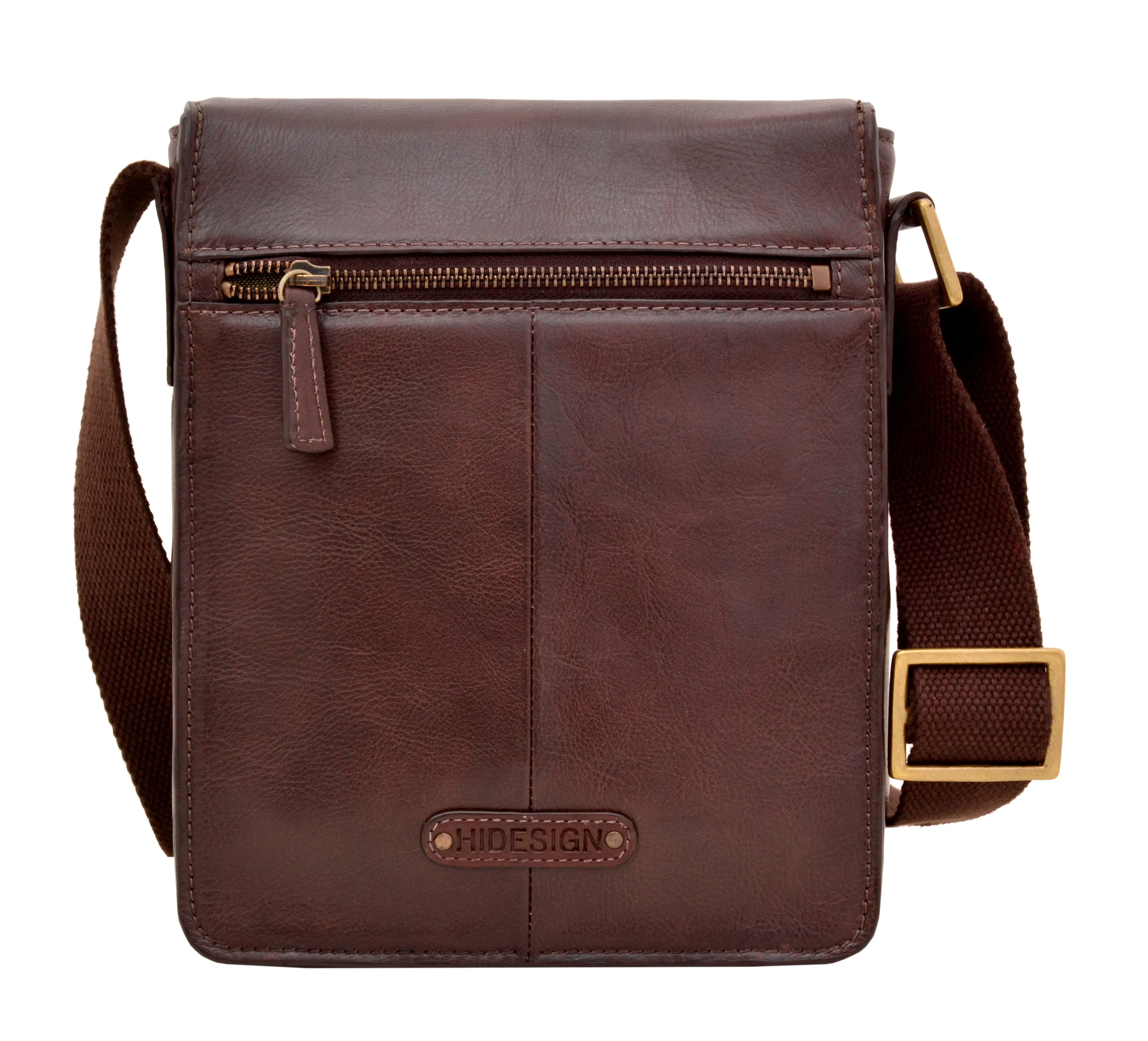 Hidesign Aiden Small Leather Messenger Cross Body Bag Brown