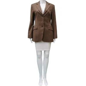 HOLT RENFREW BROWN PINSTRIPE BLAZER