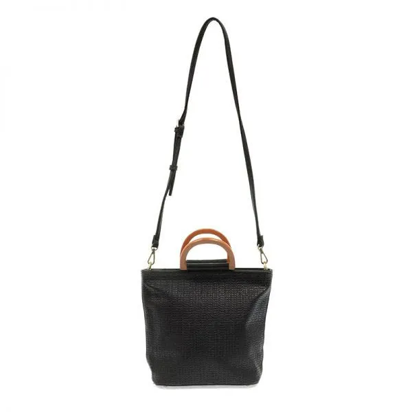 JOY SUSAN WOVEN TOTE WOOD HANDLE BLACK