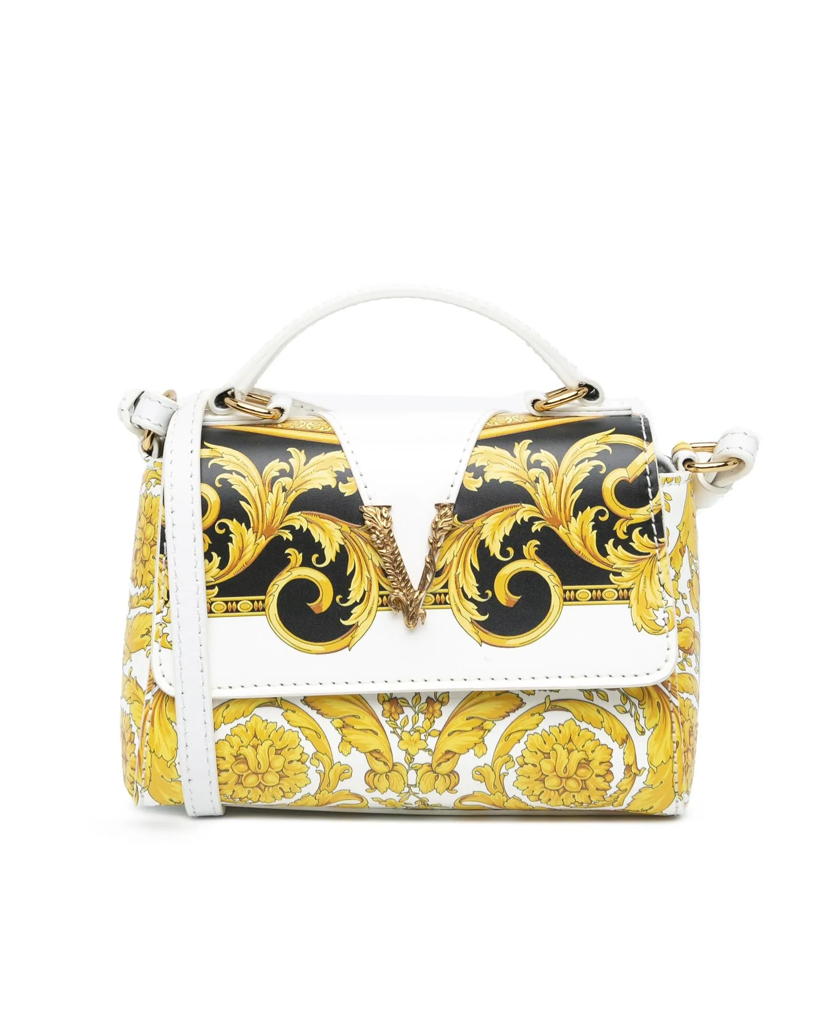 Leather Baroque Virtus Satchel with Detachable Strap and Magnetic Closure