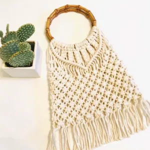 Macrame Purse on Bamboo