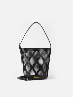 MC2 Saint Barth Bucket Bag Alexandra with Pied de Poule Print | Black