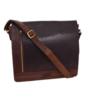 Mens Messenger Leather Bag Casual Office Students Man Bag Barney Brown