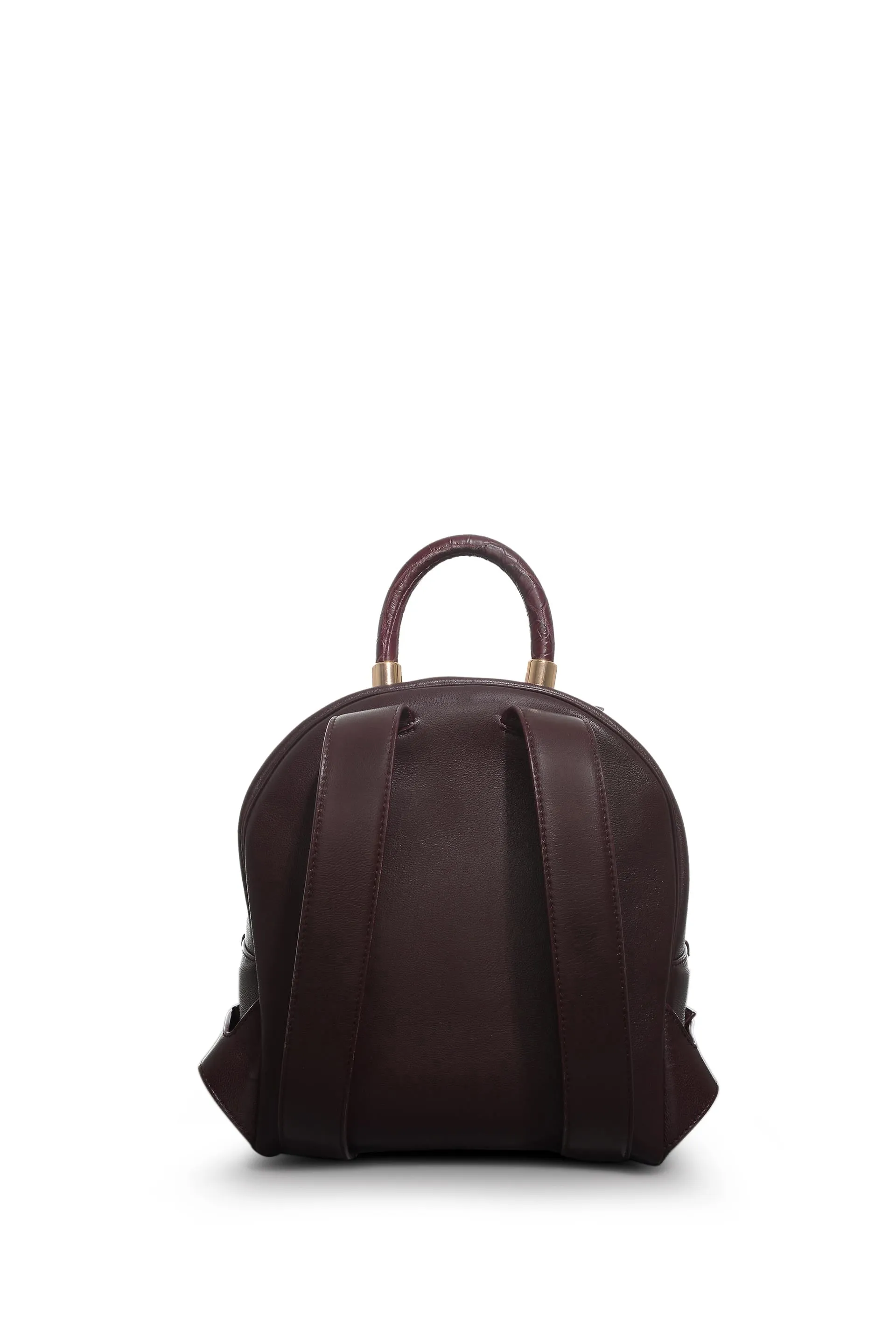 Mini Billie Backpack in Bordeaux Nappa Leather with Crocodile Leather Handle