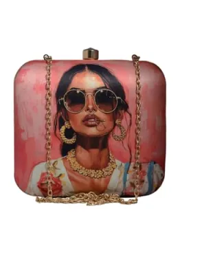 Modern Muse Woman Portrait Printed Clutch