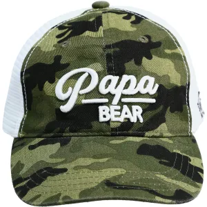 Papa Bear Green Camo Adjustable Mesh Hat