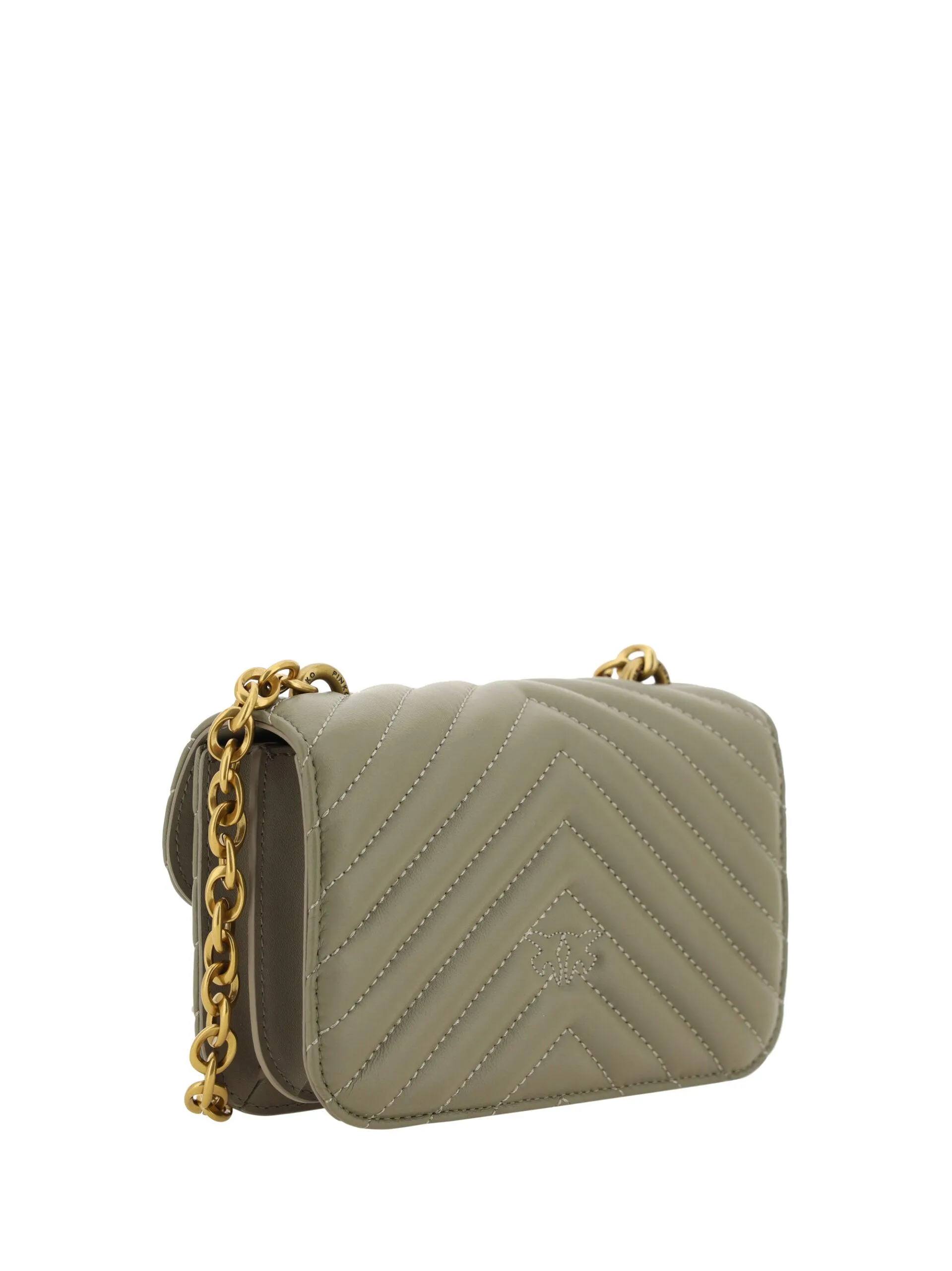 PINKO Green Calf Leather Love Bell Mini Shoulder Bag