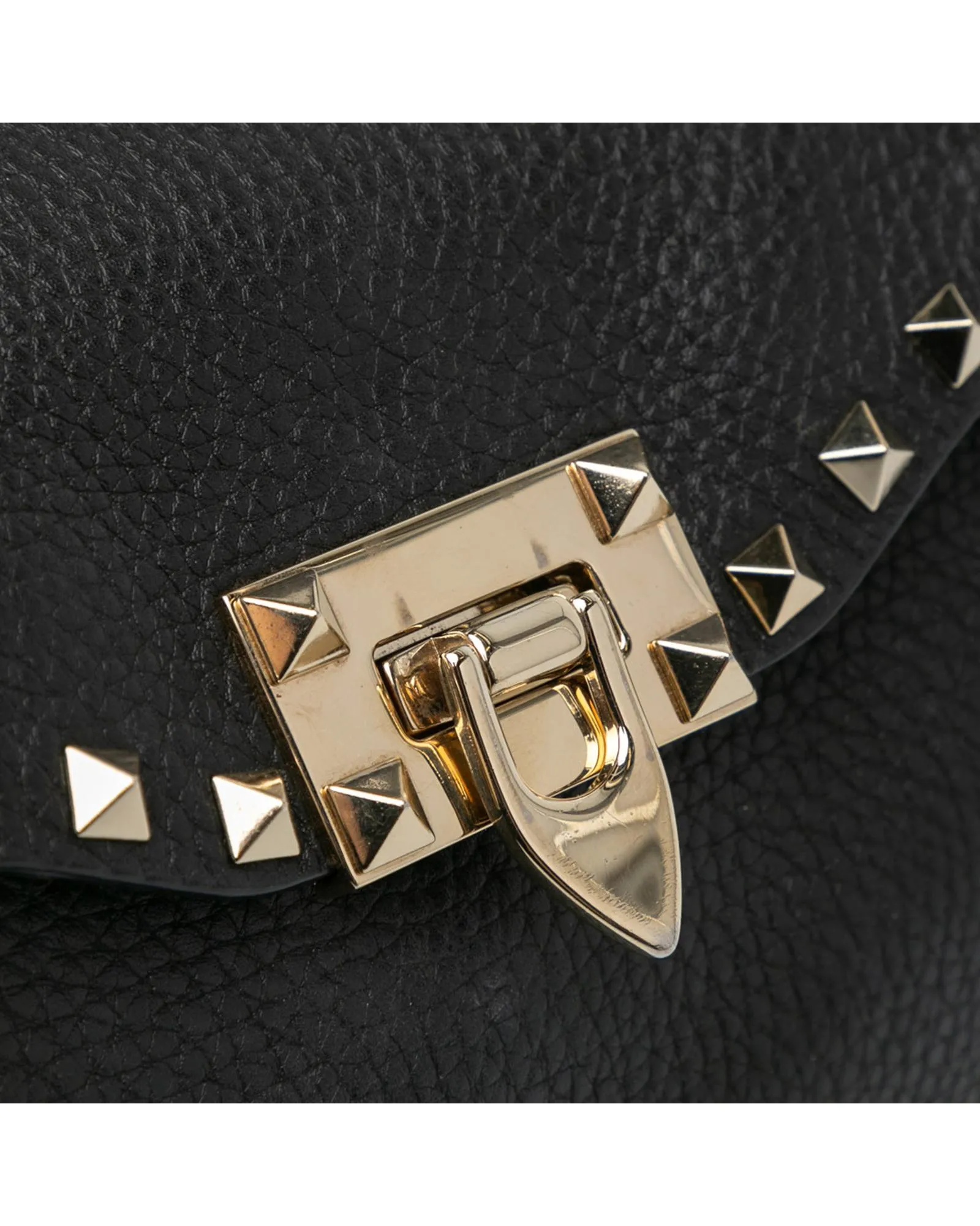 Rockstud Leather Satchel with Stud Details and Top Handle