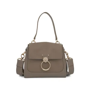 Small Tess Day Bag in Grained & Shiny Calfskin in Motty Grey