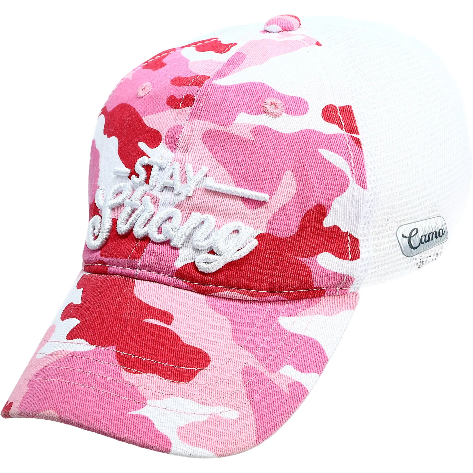 Strong Pink Camo Adjustable Mesh Hat