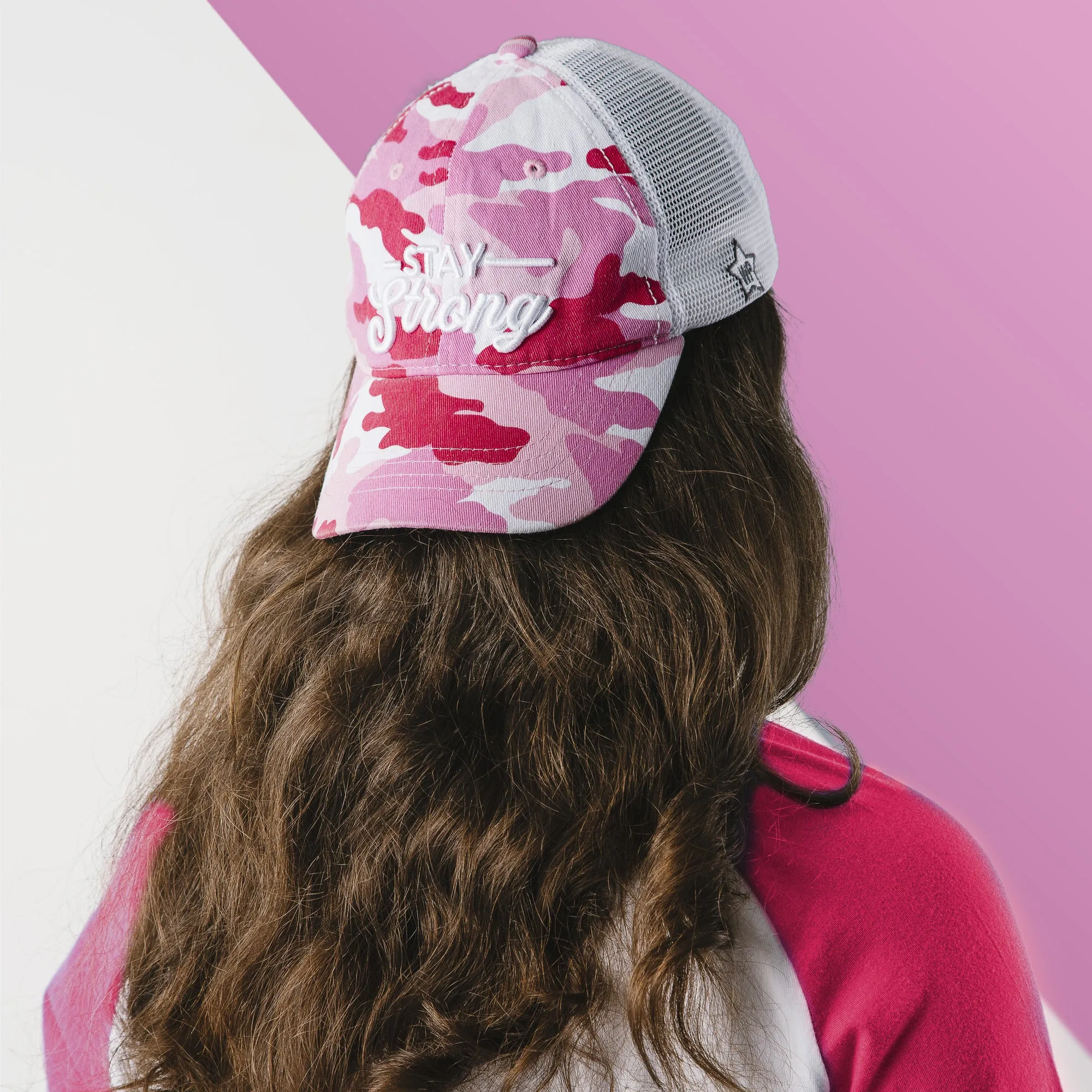 Strong Pink Camo Adjustable Mesh Hat