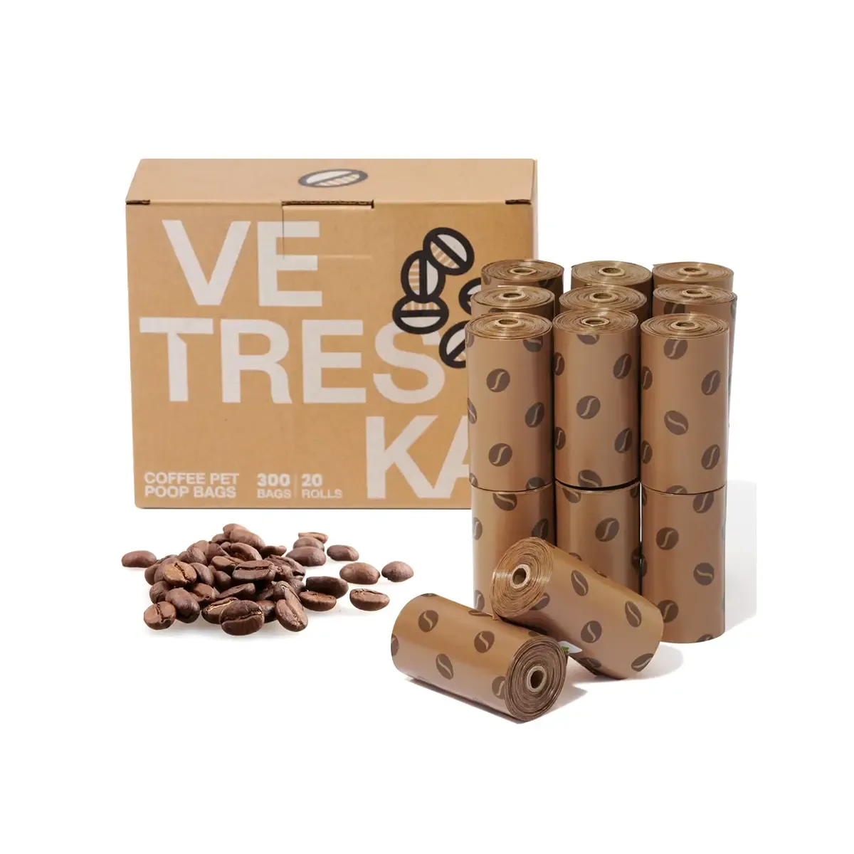 Vetreska - Coffee Pet Poop Bags Refill Set (20 Rolls)