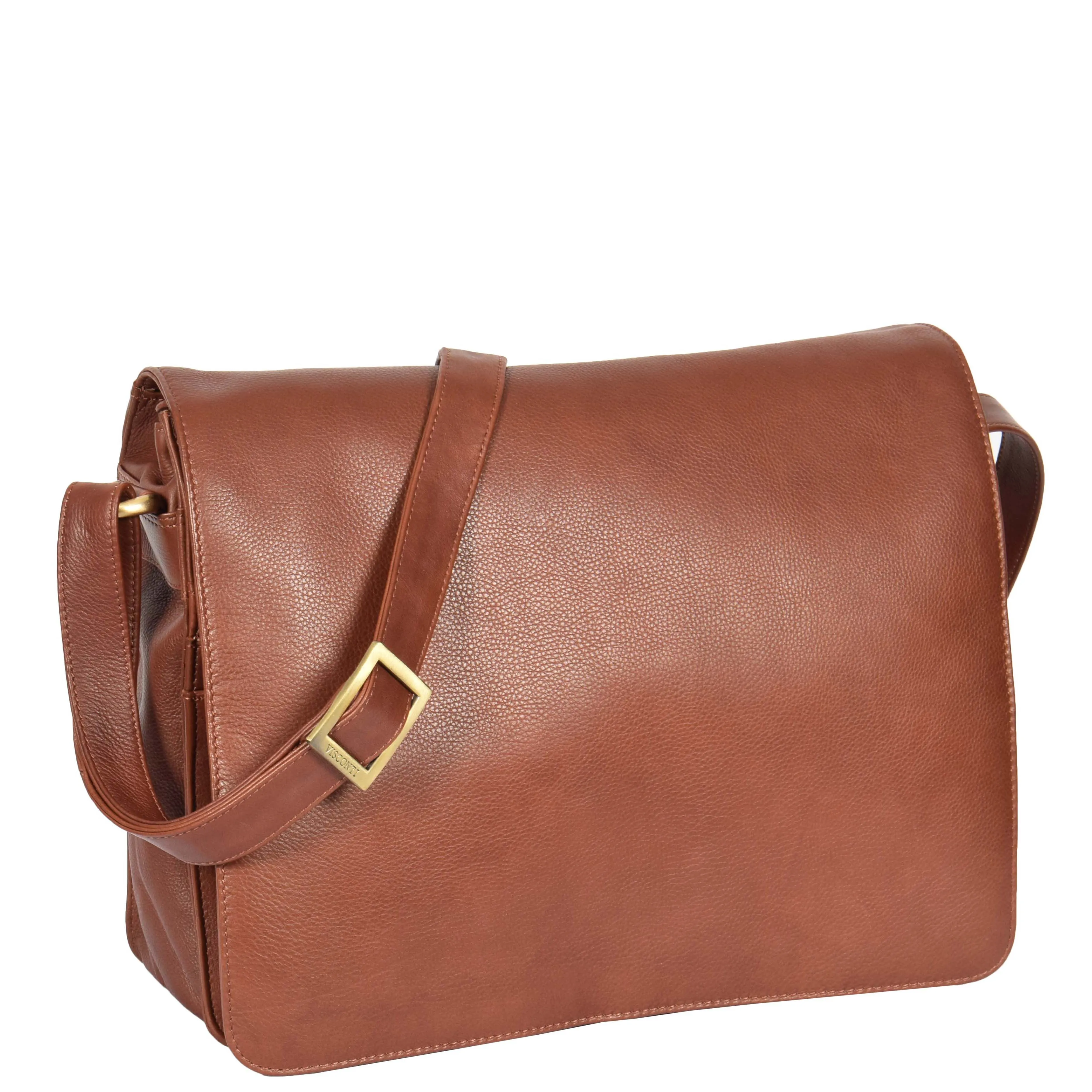 Womens BROWN Leather Messenger Cross body Shoulder Bag A53