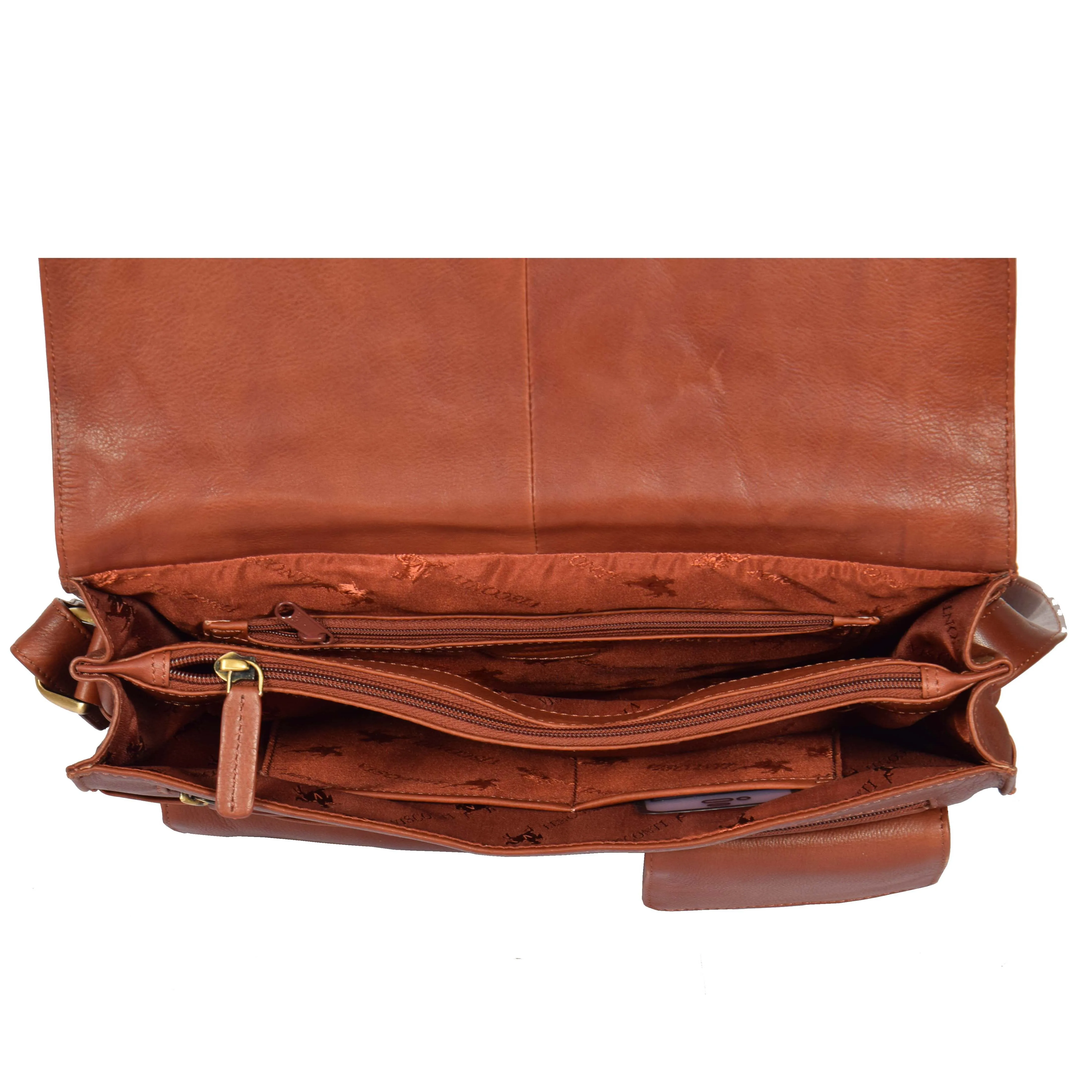 Womens BROWN Leather Messenger Cross body Shoulder Bag A53