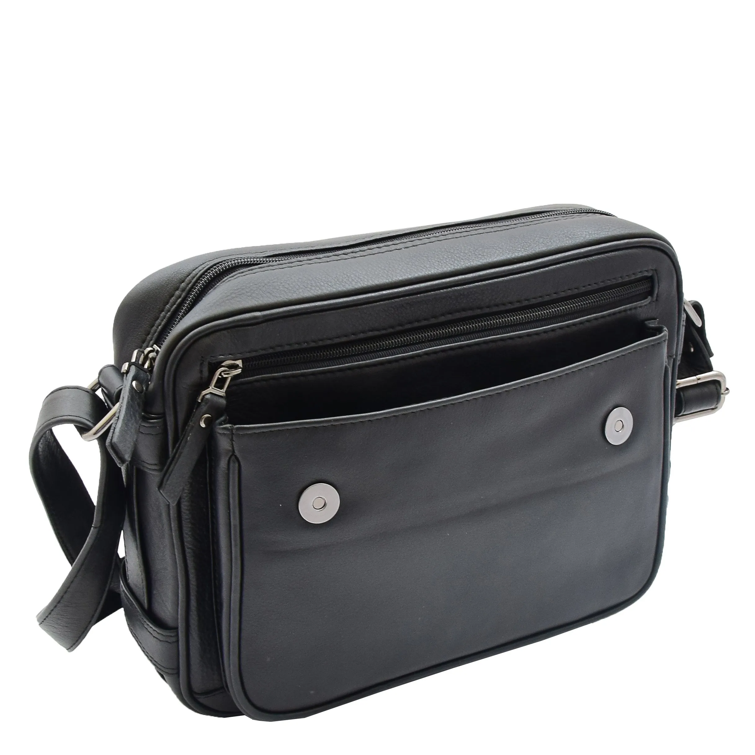 Womens Crossbody Real Black Leather Messenger Bag Casual Office Organiser Juliet