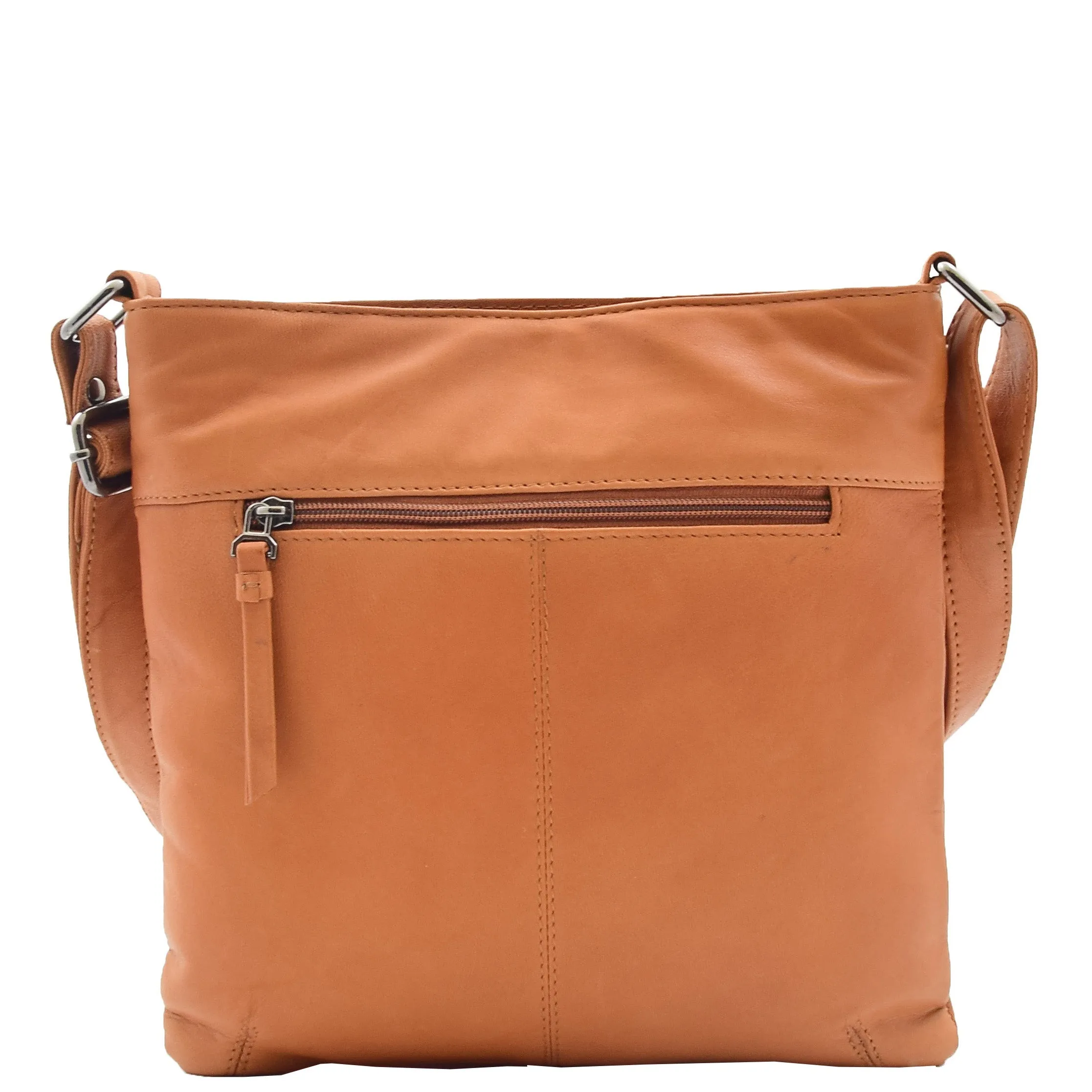 Womens Genuine Soft Leather Crossbody Messenger Casual Bag Ida Cognac