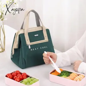 Xajzpa - Portable Lunch Bag for Women Solid Color Large Capacity Thermal Food Storage Bags Office Worker Convenient Fresh Cooler Bags